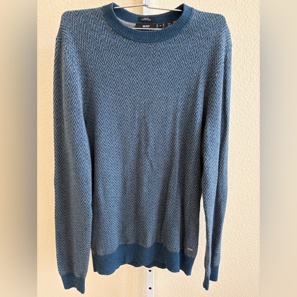 Hugo Boss Cotton-blend Two-tone Wool Sweater - Size M - Picture 1 of 4